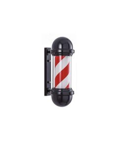 Barber Pole Insegna da Barbiere Black con Luce e Rotazione Small