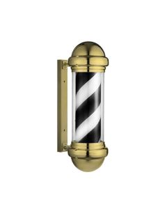 Barber Pole Insegna da Barbiere Gold/Black con Luce e Rotazione