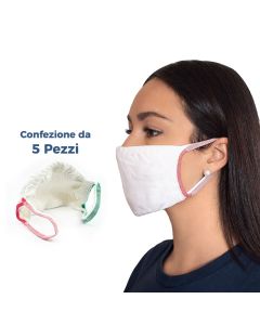 (Set da 5 Pezzi) - Mascherine Filtranti Protettive Lavabili Riutilizzabili