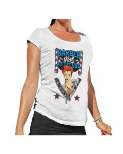 Hey Joe! - T-Shirt Barber Girl Attitude White